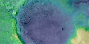 Mappa altimetrica che mostra il cratere Jezer