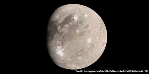 Ritratto di Ganimede scattato dalla sonda Juno nel 2022