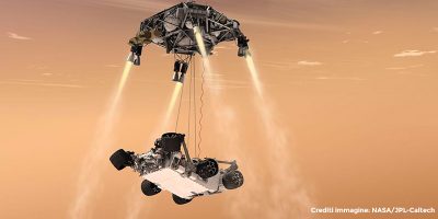 Rendering artistico che mostra lo skycrane in funzione