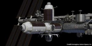 Rendering che mostra il segmento orbitale privato della Axiom Space attraccato alla ISS