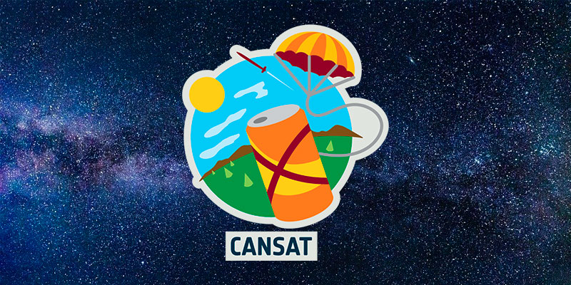 Logo di Cansat su cielo stellato