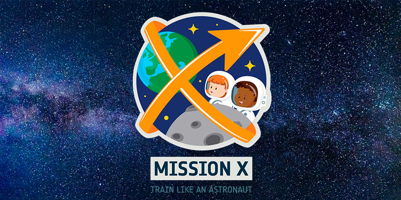 Logo Mission-X su cielo stellato