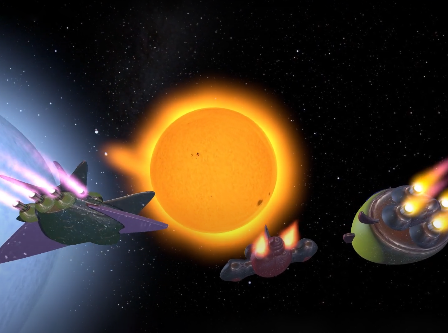 Screenshot dello spettacolo per bambini "La regata spaziale".