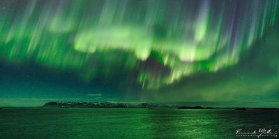 L'Aurora Boreale a Stykkisholmur, in Islanda.