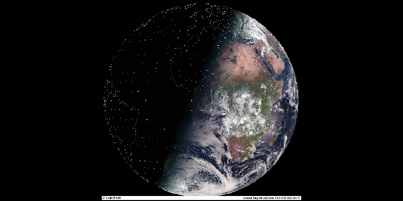 La Terra vista alle ore 6:00 del 22 dicembre da un satellite EUMETSAT.