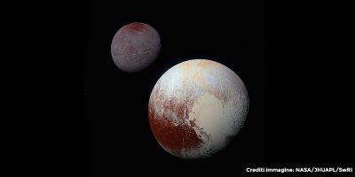 Composizione che mostra insieme le migliori immagini globali mai ottenute di Plutone e Caronte