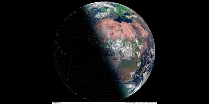 Immagine del pianeta Terra all'arrivo del solstizio d'estate
