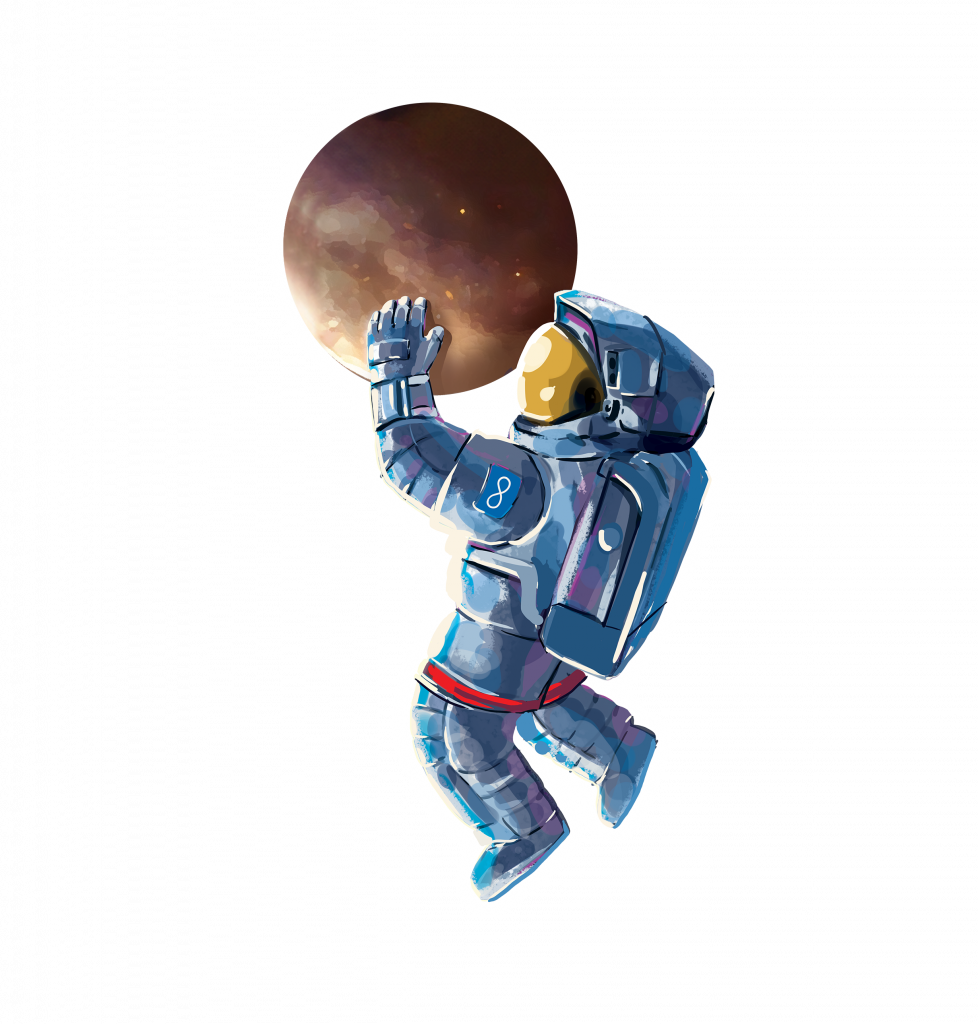 Astronauta con pianeta