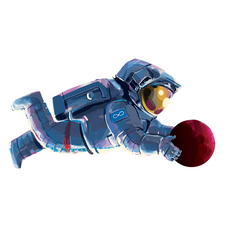 Astronauta con pianeta