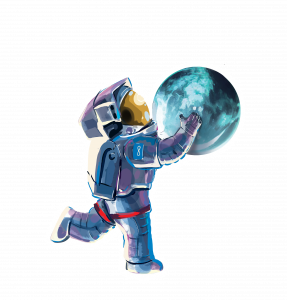 Astronauta con pianeta